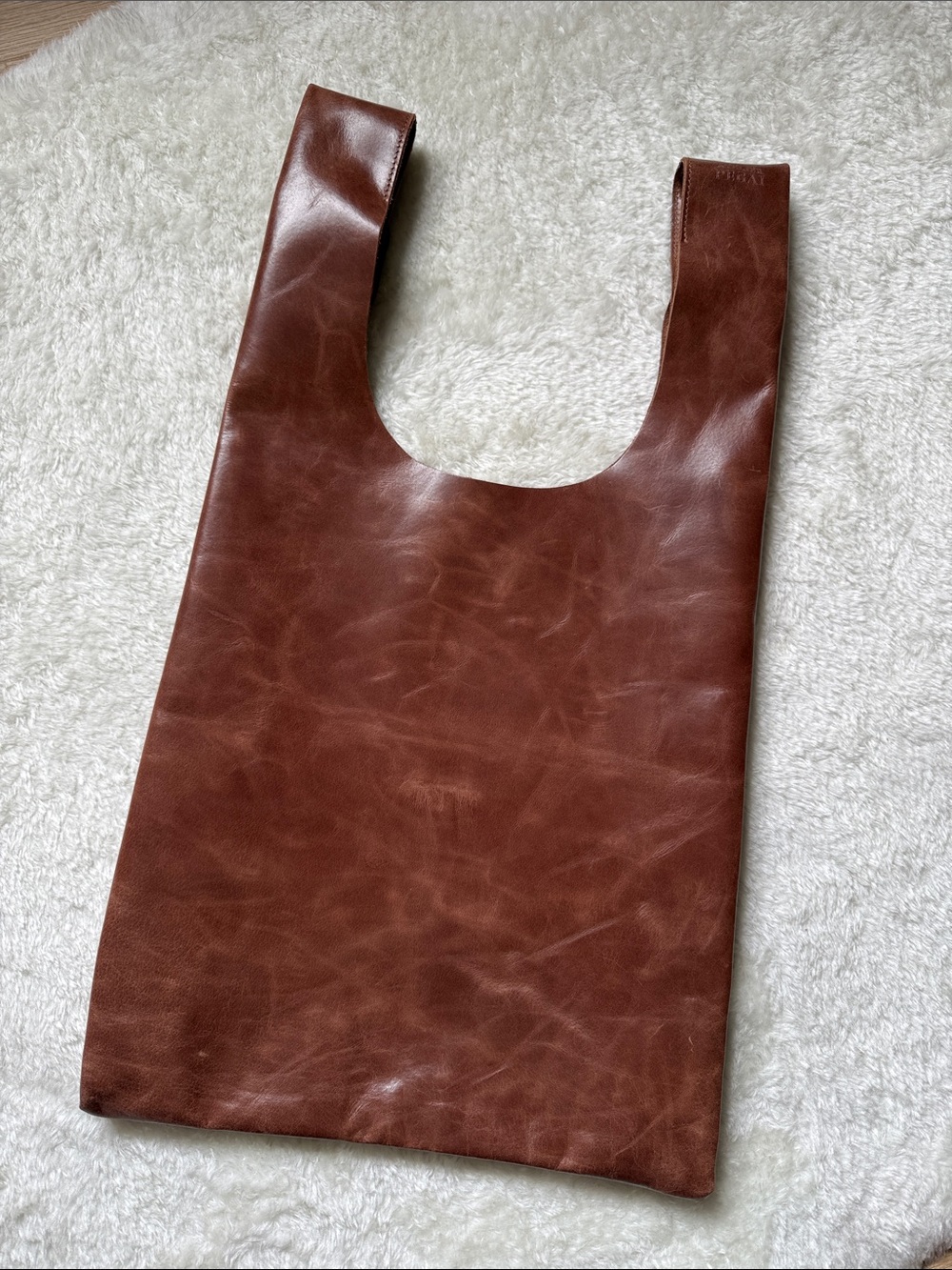 Tanner Leatherstein Pegai Poset Minimal Leather Tote shopping bag Tobacco